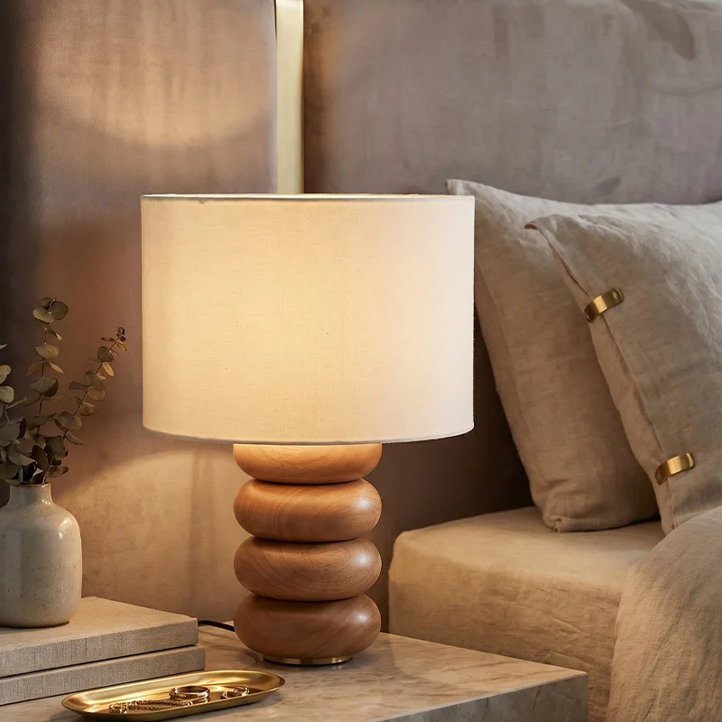 Solid wood desk lamp bedroom bedside lamp retro simple home