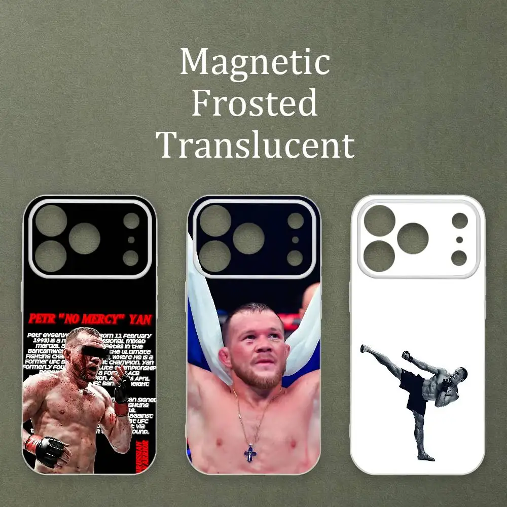 P-Petr Y-Yan Fight Vintage Matte Frosted Semi-transparent Magnetic TPU Case For iPhone 17 11 13 14 15 16 12 Pro Max
