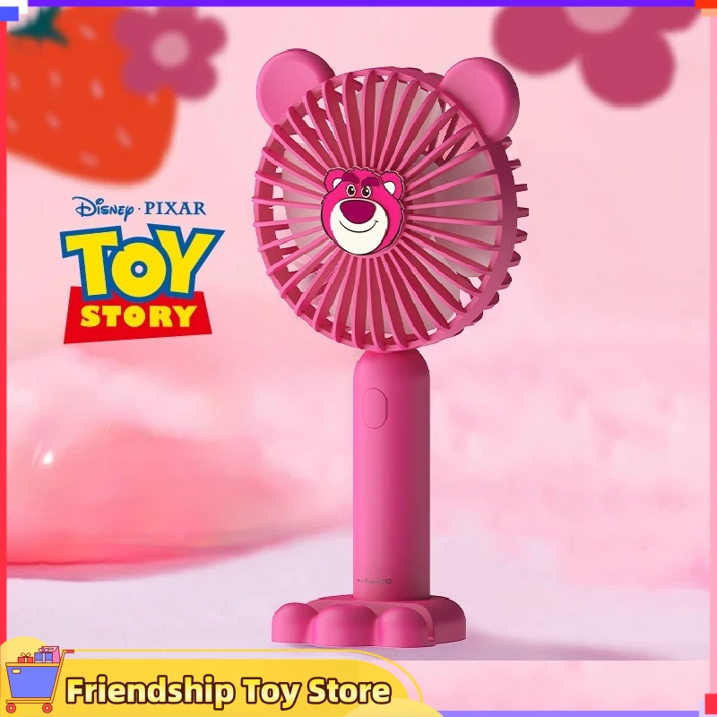 Disney Mini Rechargeable Desktop Fan Cartoon Cute Lotso Strong Wind 3-speed Portable Fan Children's Toy Gifts Anime Peripherals