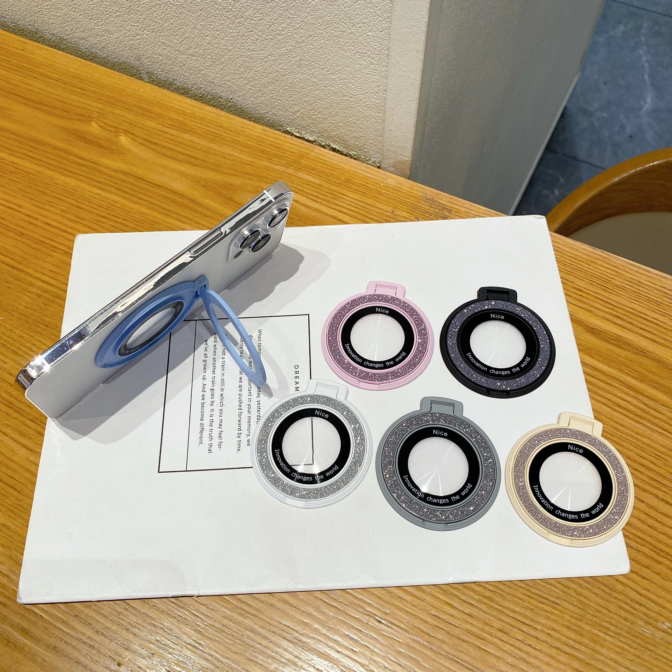 

360° Rotating Foldable Bling Glitter Finger Ring Holder For Mobile Phone Phone Back Sticker Ring Holder For iPhone Samsung