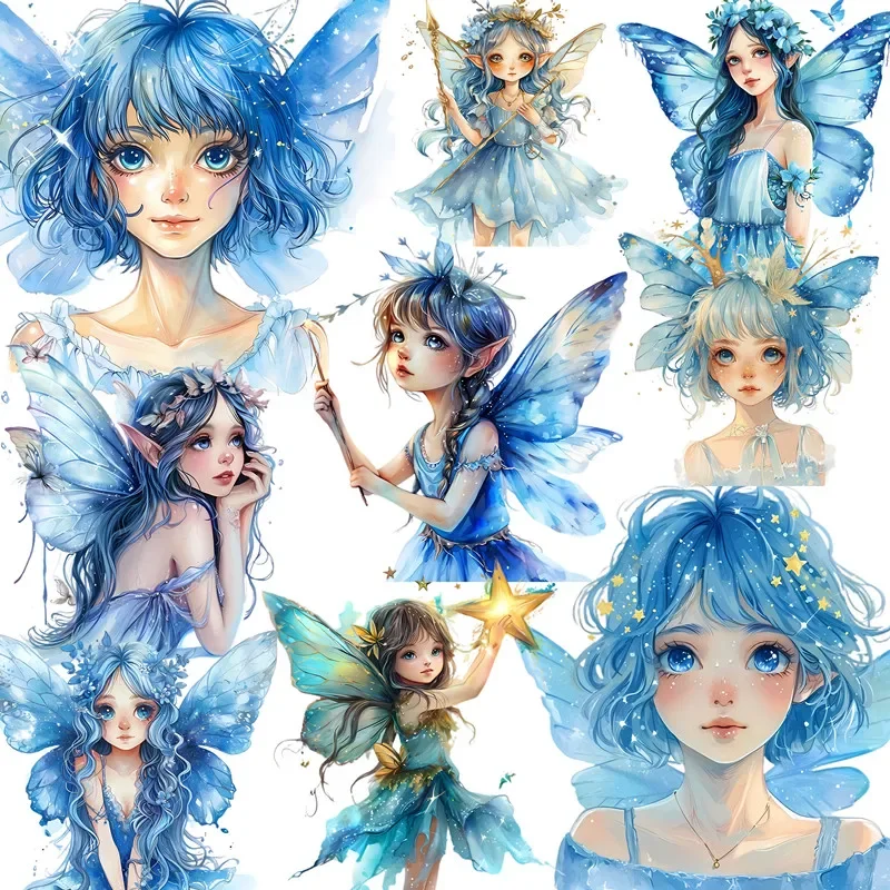 12Pcs/Pack Blue Elf Sticker DIY Craft Scrapbooking Album Junk Journal Decorative Stickers