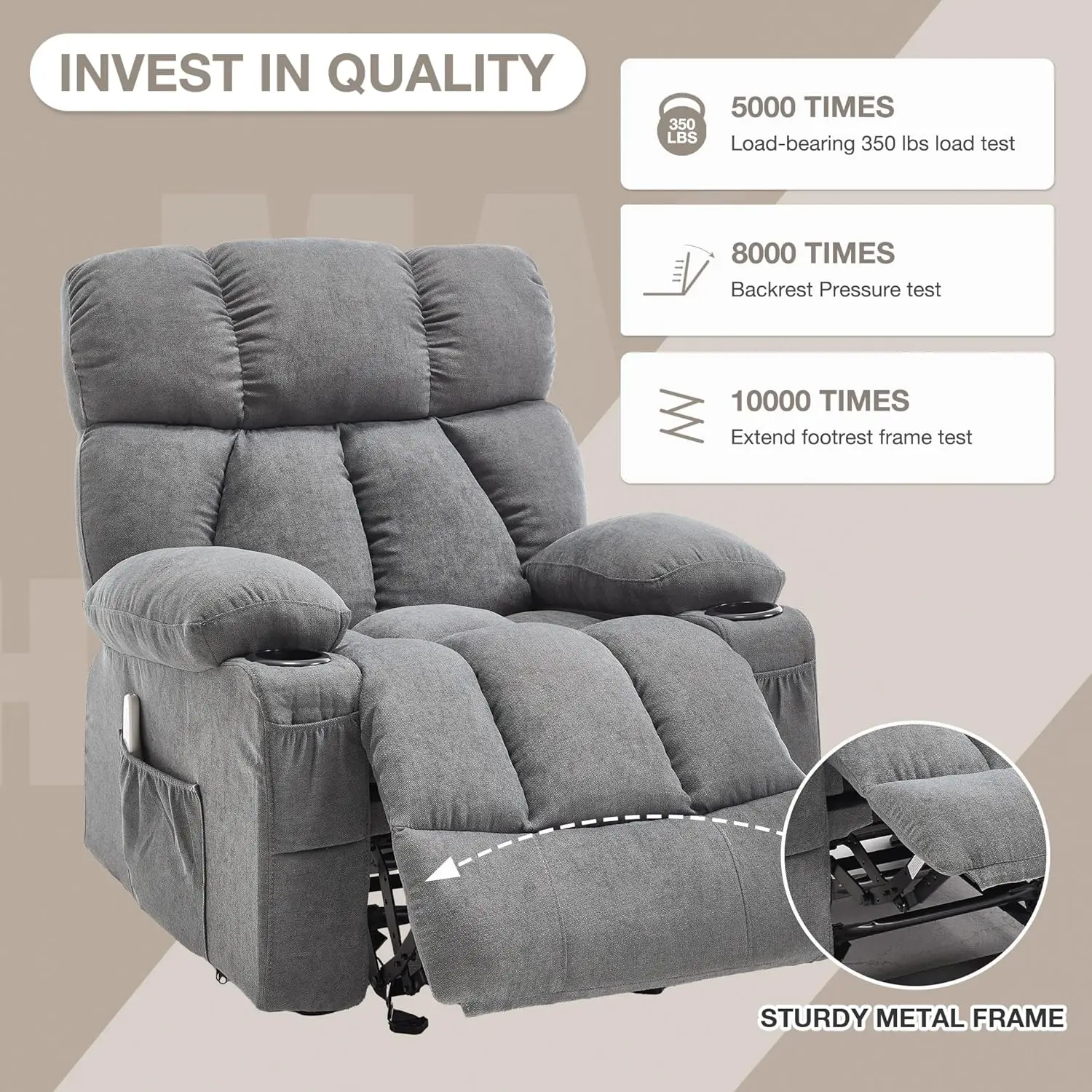 Massage Rocker Recliner Chair with Heat and Vibration Ergonomic Rocking Lounge Chair for Living Room Comfy Overstuffed Recliner