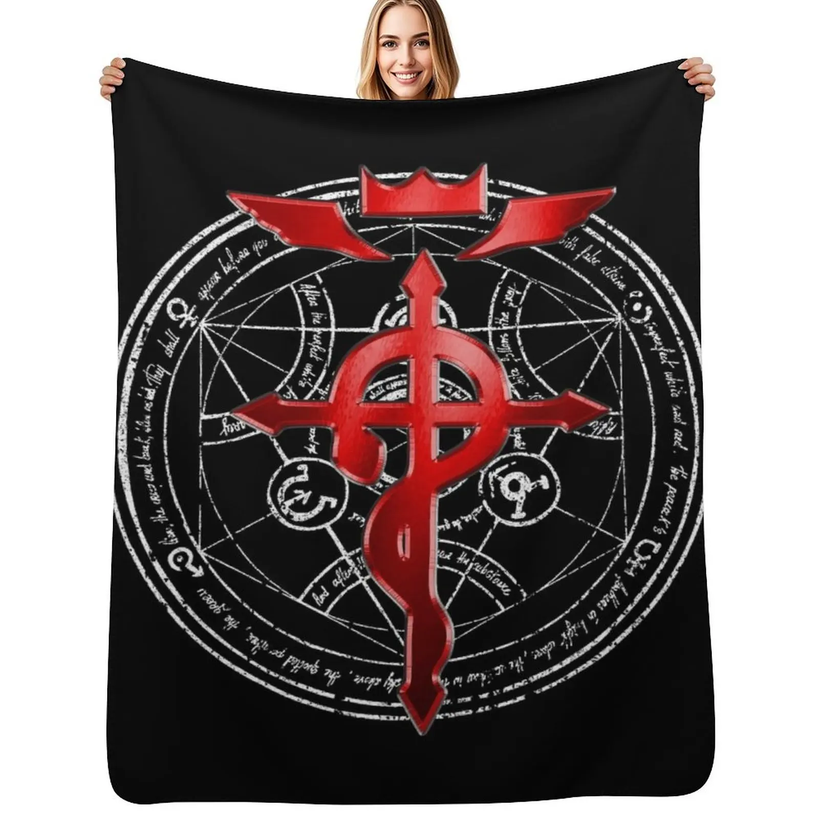 Fullmetal Alchemist Transmutation Symbol Throw Blanket Long Lasting Soft Plush Blanket for Daily Use