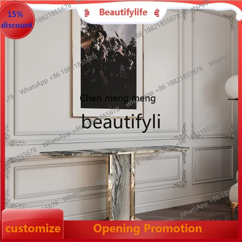 

S7486 ss Italian Style Light Luxury Minimalist Natural Marble Entryway Table Designer High-End Custom Villa Large Flat Floor