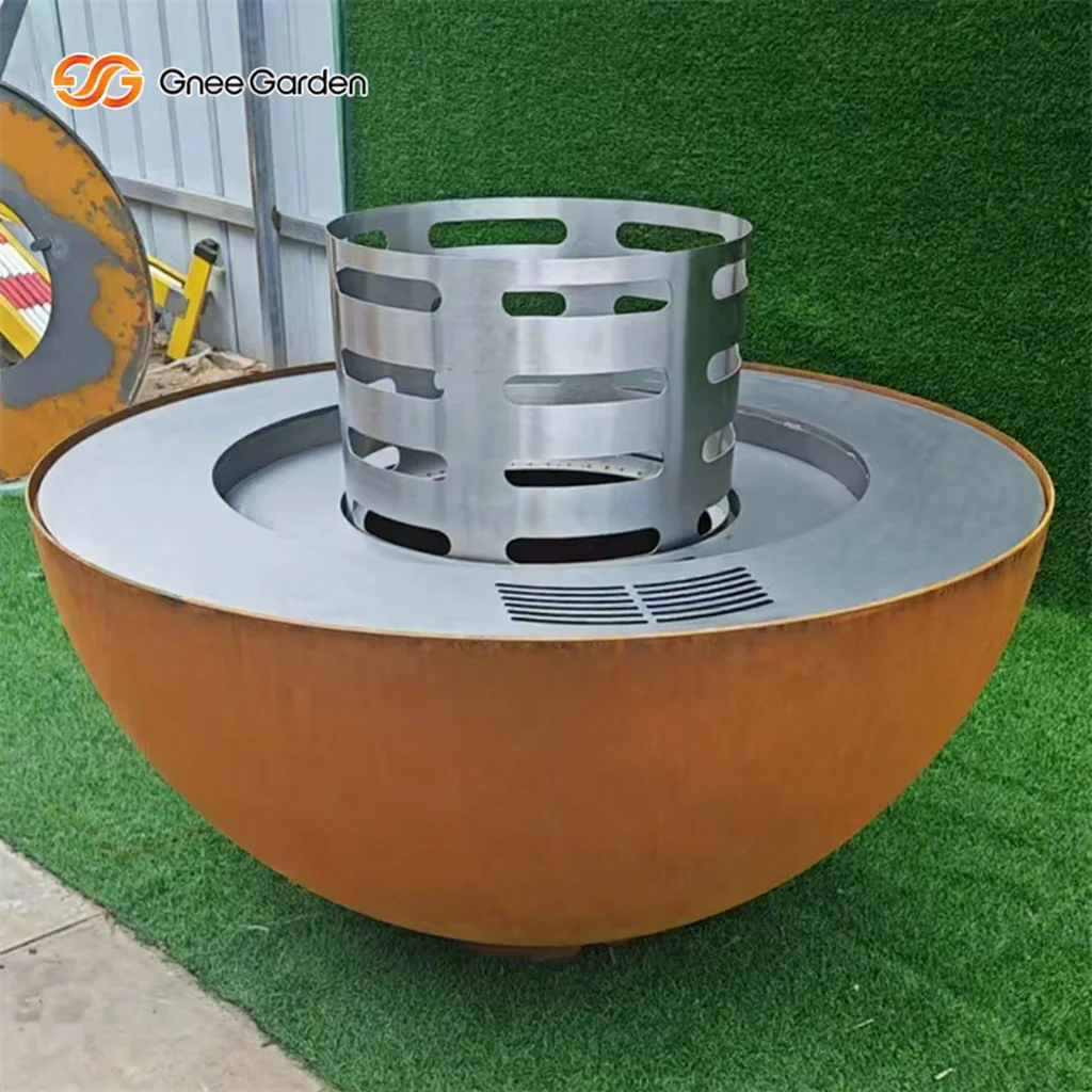 Outdoor Barbecue Grill Corten Steel Fire Barbecue Grill Bbq Outdoor Charcoal Bbq Grill