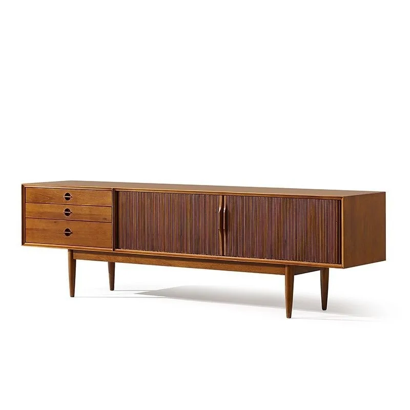 

Solid wood TV cabinet black retro style Chinese style locker small apartment Nordic simple cabinet medium ancient