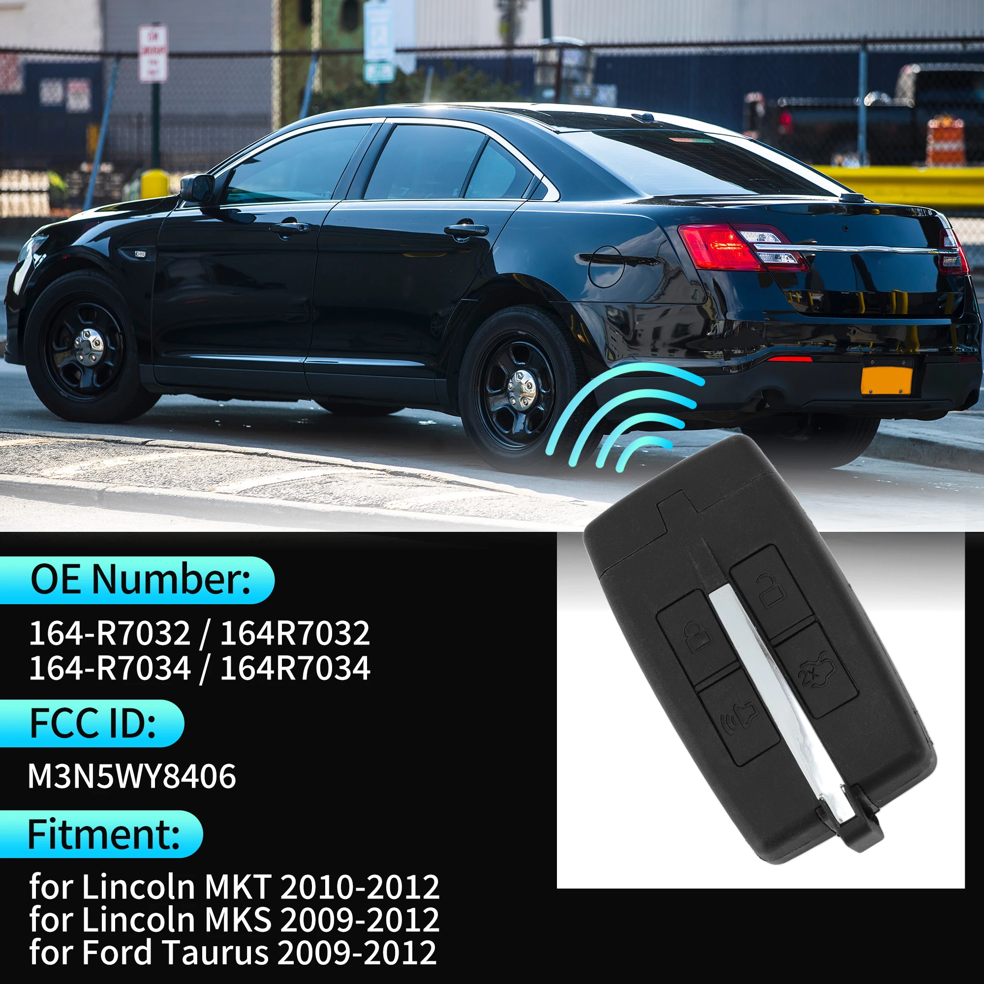 UXCELL M3N5WY8406 315MHz Keyless Entry Remote Key Fob for Ford Taurus 09-12 4 Buttons