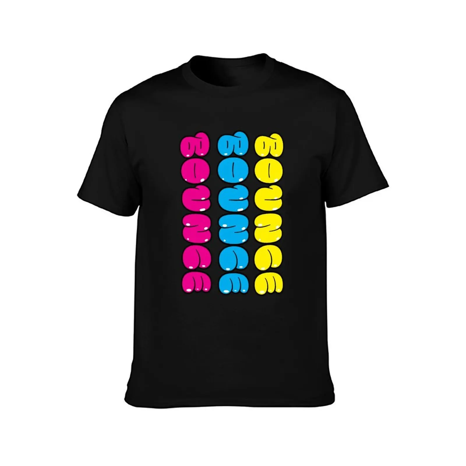 Bounce Bounce Bounce - Yellow, Cyan, and Magenta T-Shirt, Summer Casual Cotton Tee, Oversized Streetwear Tops, Unisex Men Women