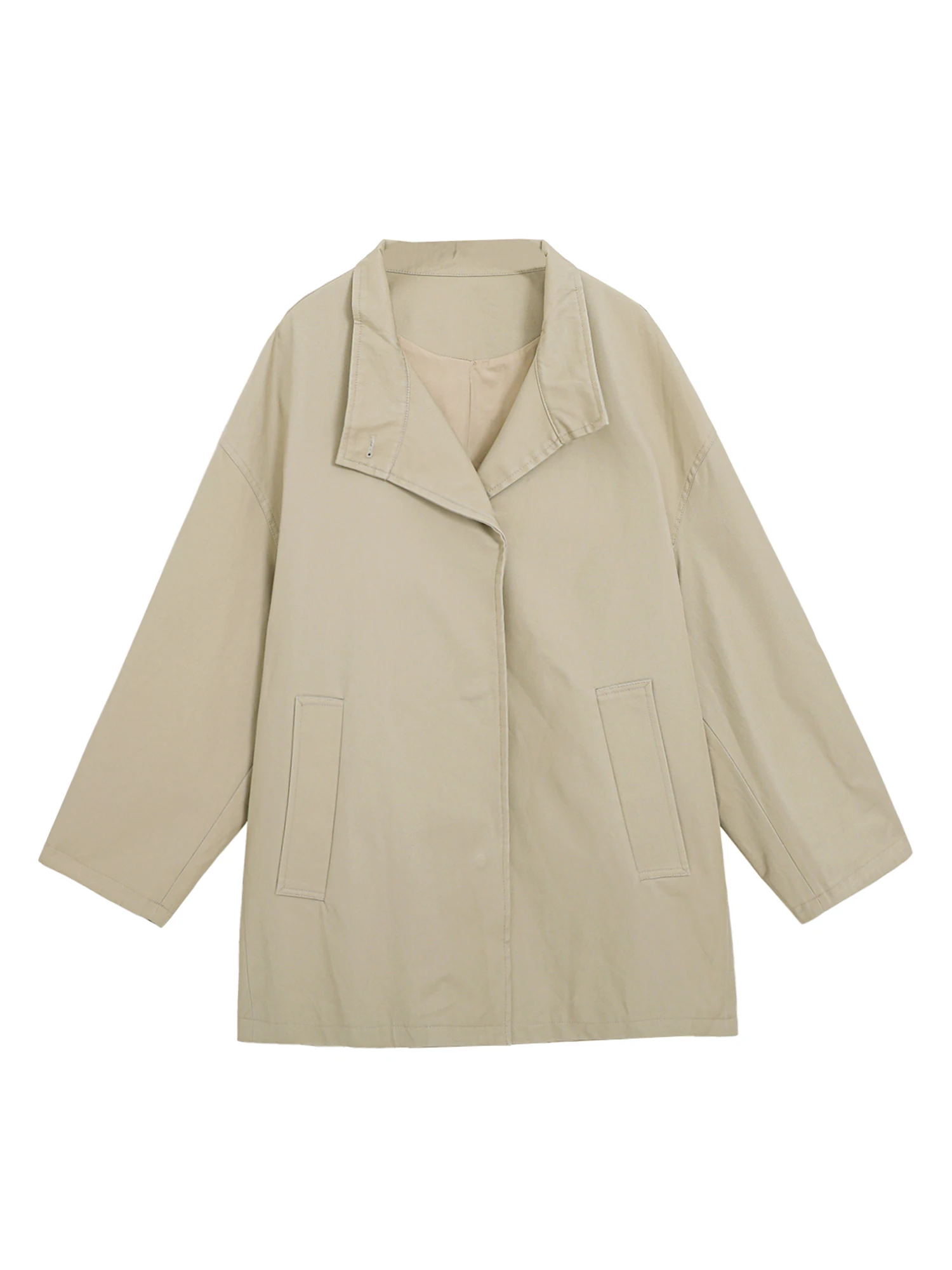 

Женское длинное пальто Ele Korean Sle, осенняя коллекция 2025, большие размеры, модная ветровка, высококачественная верхняя одежда