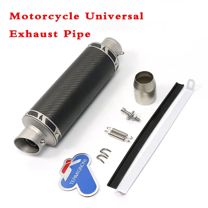 51mm Motorcycle Termignoni Exhaust Modified Carbon Fiber Steel Motocross Muffler Fz6 Cbr250 Cb600 Mt07 Atv Mud Bike Accessories