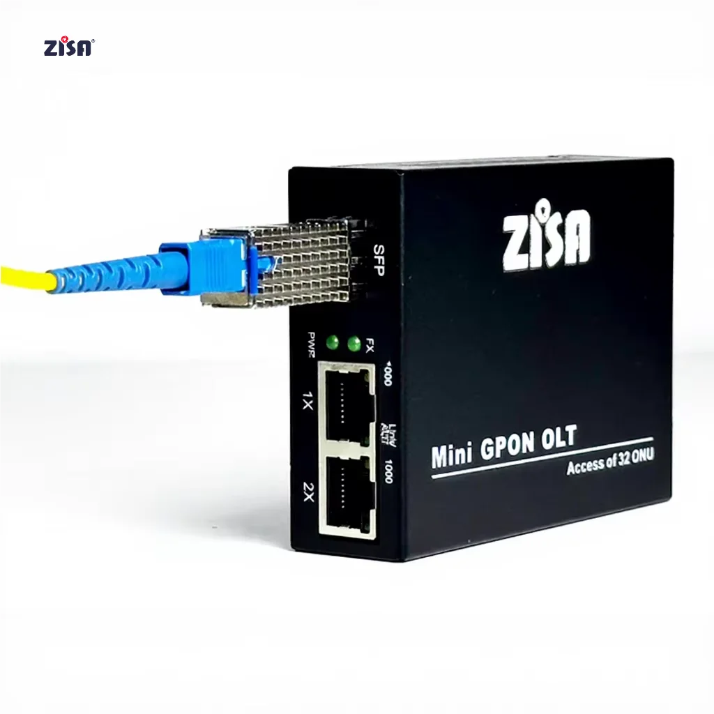 Best Price Hot Sale ZISA Mini GPON OLT STICK Single Port 1 GPON Port 2*GE Ports Uplink Portable Fiber Optic Equipment for FTTH