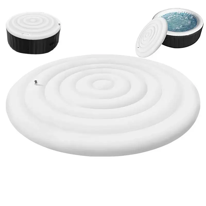 145cm Diameter Tub Inflatable Cover Energy Saving Round Hot Tub Lid Outdoor Spa Pool Windproof Rain Overflow Thermal Cover