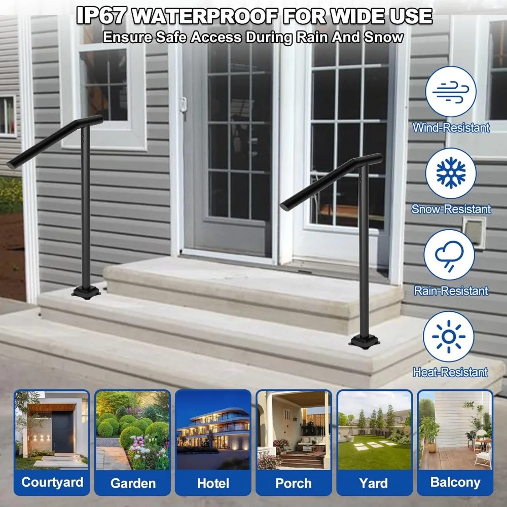 درابزين الدرج الخارجي DIY - درابزين من الحديد المطاوع لـ 1-3 خطوات، مجموعة سهلة التركيب متضمنة #2