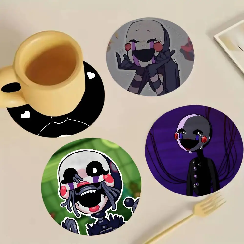 P-Puppet F-FNAF Wooden Cup Mat Cappuccino Vodka Juice Water Coaster for Flower Shop