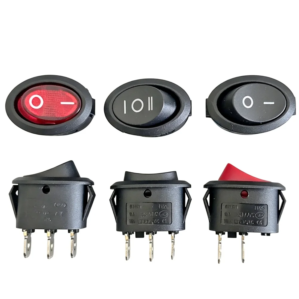 5/10PCS KCD1 Elliptical Rocker Switch 6A 250V / 10A 125V 2 Pin 3 Pin SPST SPDT ON OFF Boat Switch For Electrical Equipment DIY