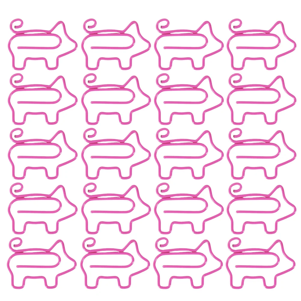 30 Pcs Animal Design Paper Clips Pink Office Supplies Cartoon Decorative Items Magnetic Bookmark