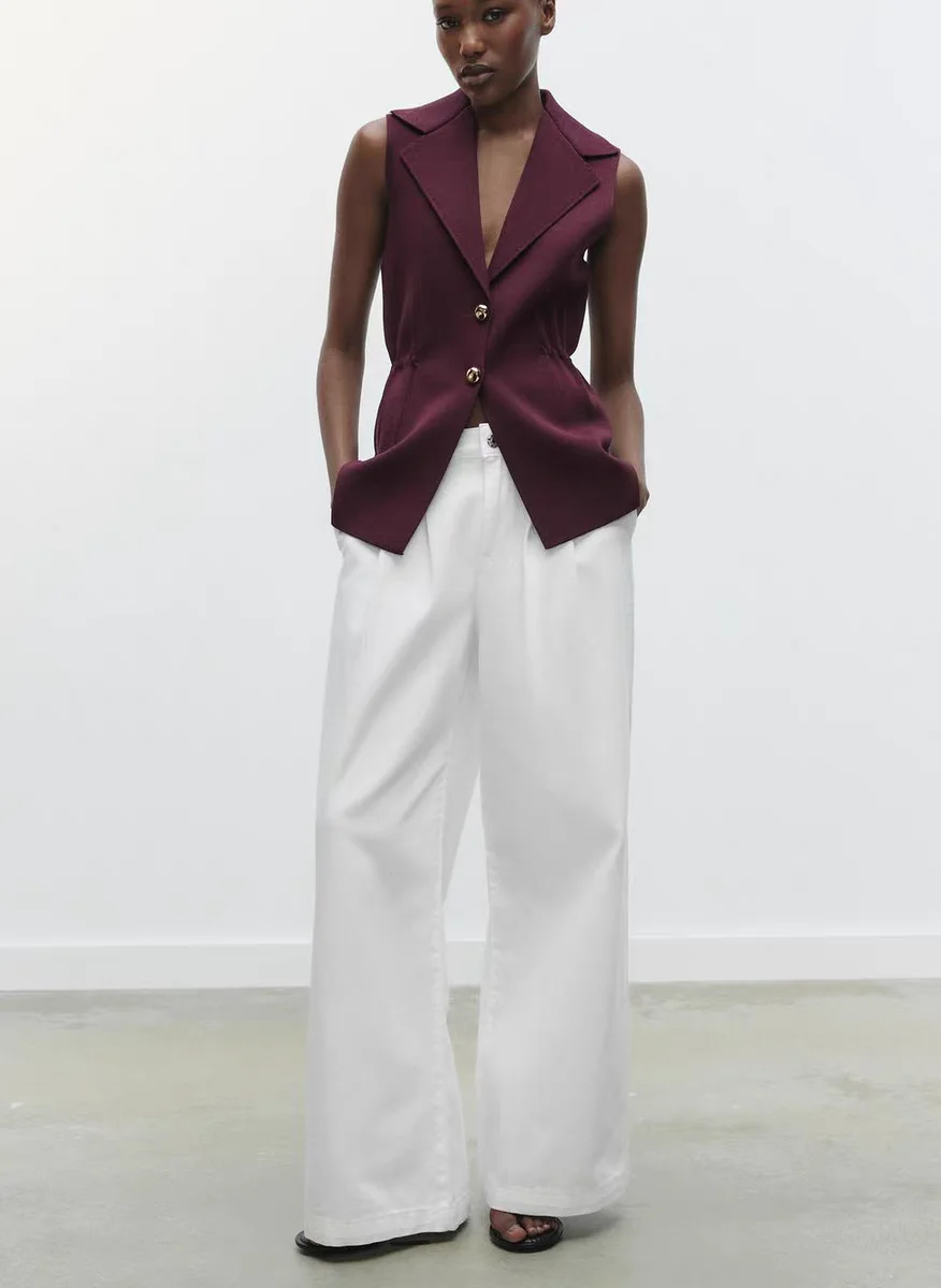 

Spring New Arrival Women's Knitted Vest Folded Collar Svel Padded Polyester Fiber Commute Sle Regular Length Single B...