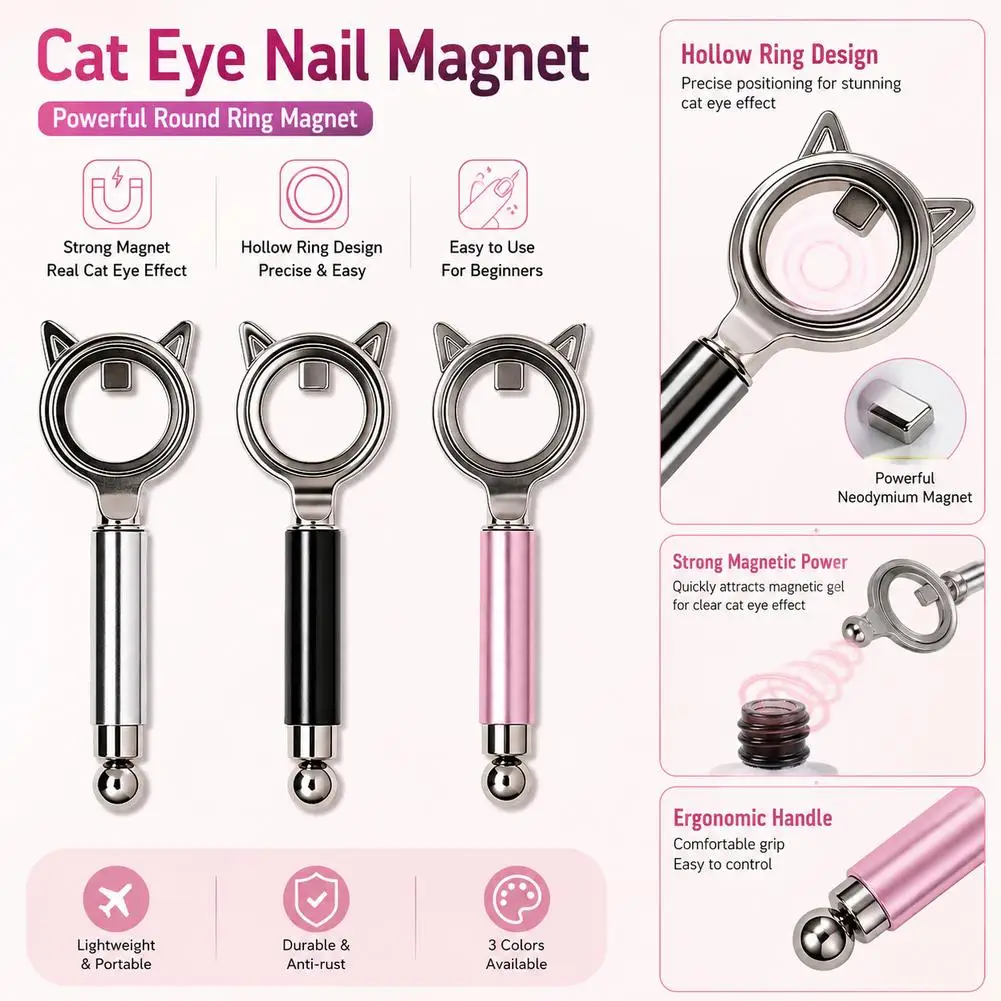 New Circular Cat Eye Nail Art Black Hole Magnet Strong Nail Art Gel Polish Guide Tool DIY Magnetic Nail Helper Manicure Design