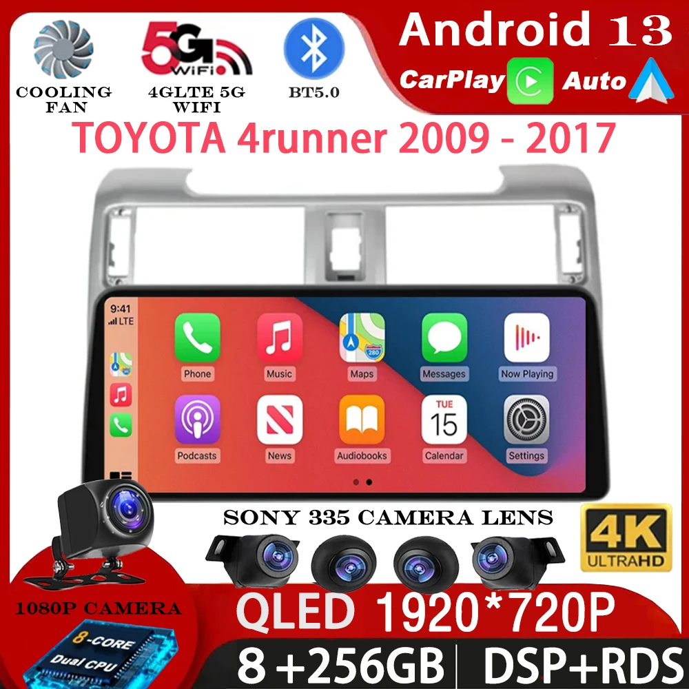 

12,3 дюймов Android 13 для TOYOTA 4runner 2009 - 2017 головное устройство все в одном автомобильное радио мультимедийная навигация QLED Универсальный 4G WIFI