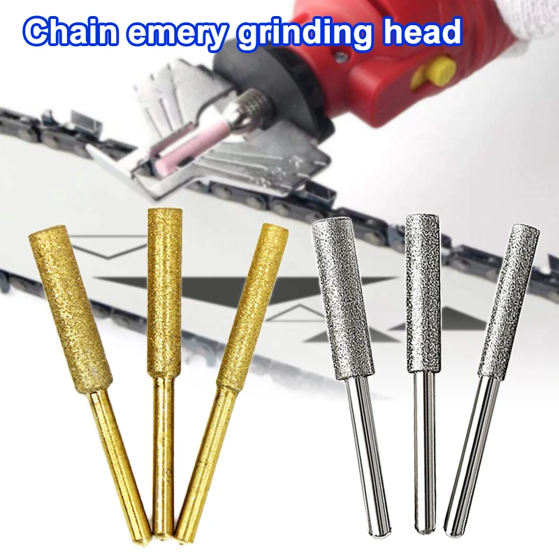 5 Pcs Cylindrical Burr Grinding Head Set Emery Chain Emery Polishing Head Chainsaw Sharpener Stone File Chainsaw Sharpening Tool