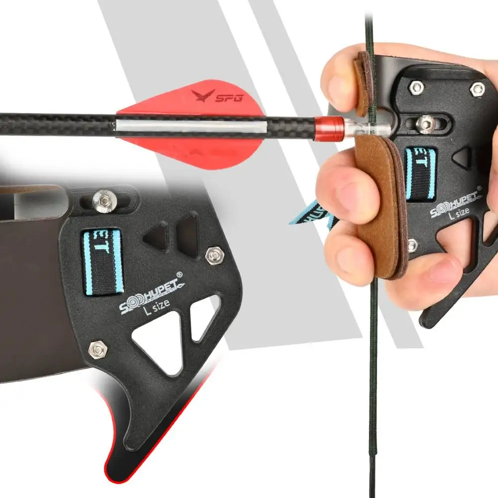 1pc Archery Finger Guard Wear-Resisting Adjustable Ergonomic Design Right Hand Archery Finger Tab for Recurve Bow Hunting