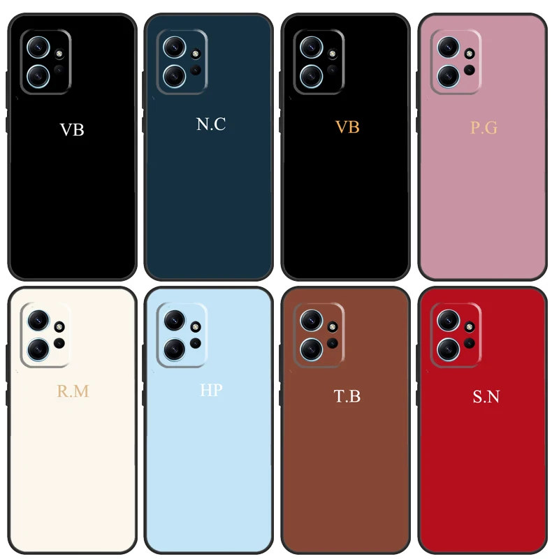 Pastel Custom Initials Monogram Case For Xiaomi Redmi Note 12 9 10 11 Pro 12S 9S 10S 11S Cover For Redmi 12 13C 12C 9C 10C