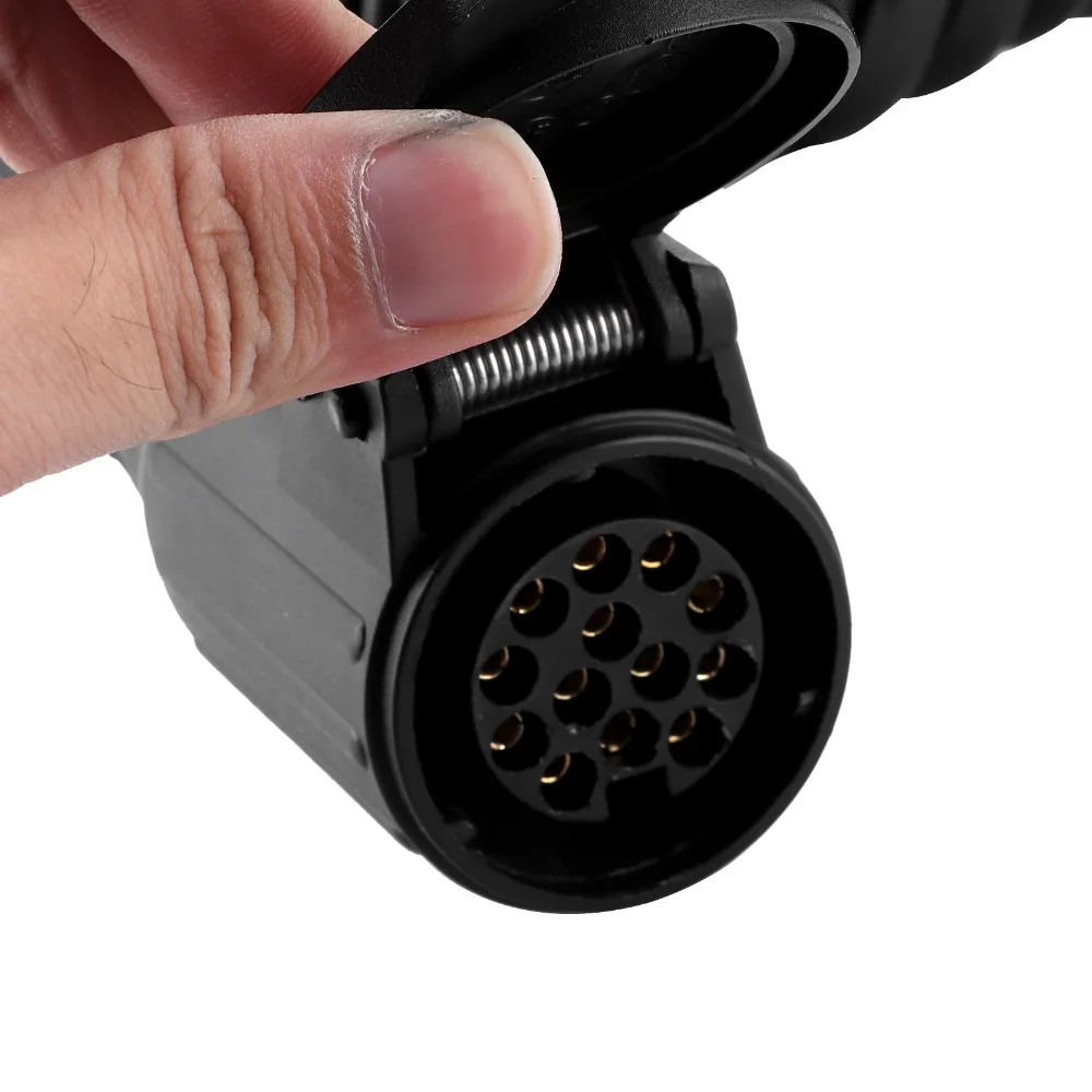13 Pin to 13 Pin 13 Pin Trailer Adapter Coiled Cable 5.2Ft Trailer Wiring Connector Plug Connection Black