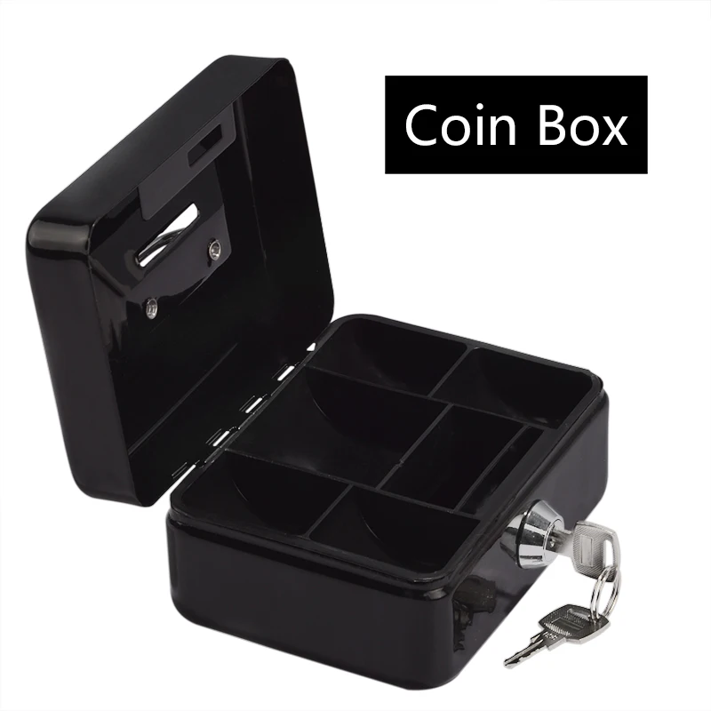 12.4*9.9*6cm Mini Protable Key Safe Box with Lock Metal Money Box Multi-compartments Portable Safe for Home