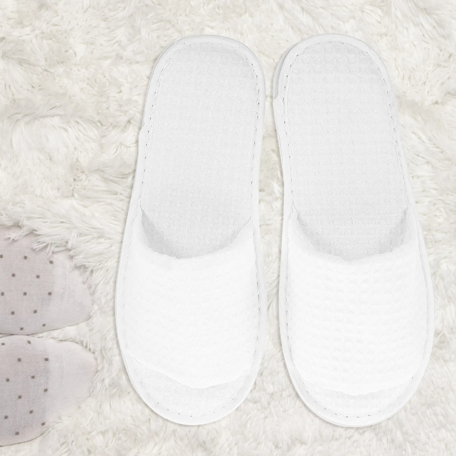 5 Pairs Reusable Open-Toe Guest Slippers for Hotel, Spa, Travel & Home Use – Comfortable Indoor Slippers