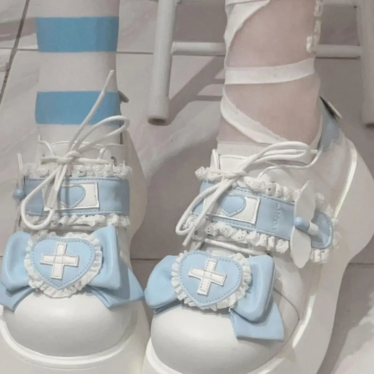Japanese Kawaii Girl Dopamine Disease Love Band Aid Round Head Strap Cosplay Sweet Sponge Cake Shoes Y2K Lolita Shoes Sponge