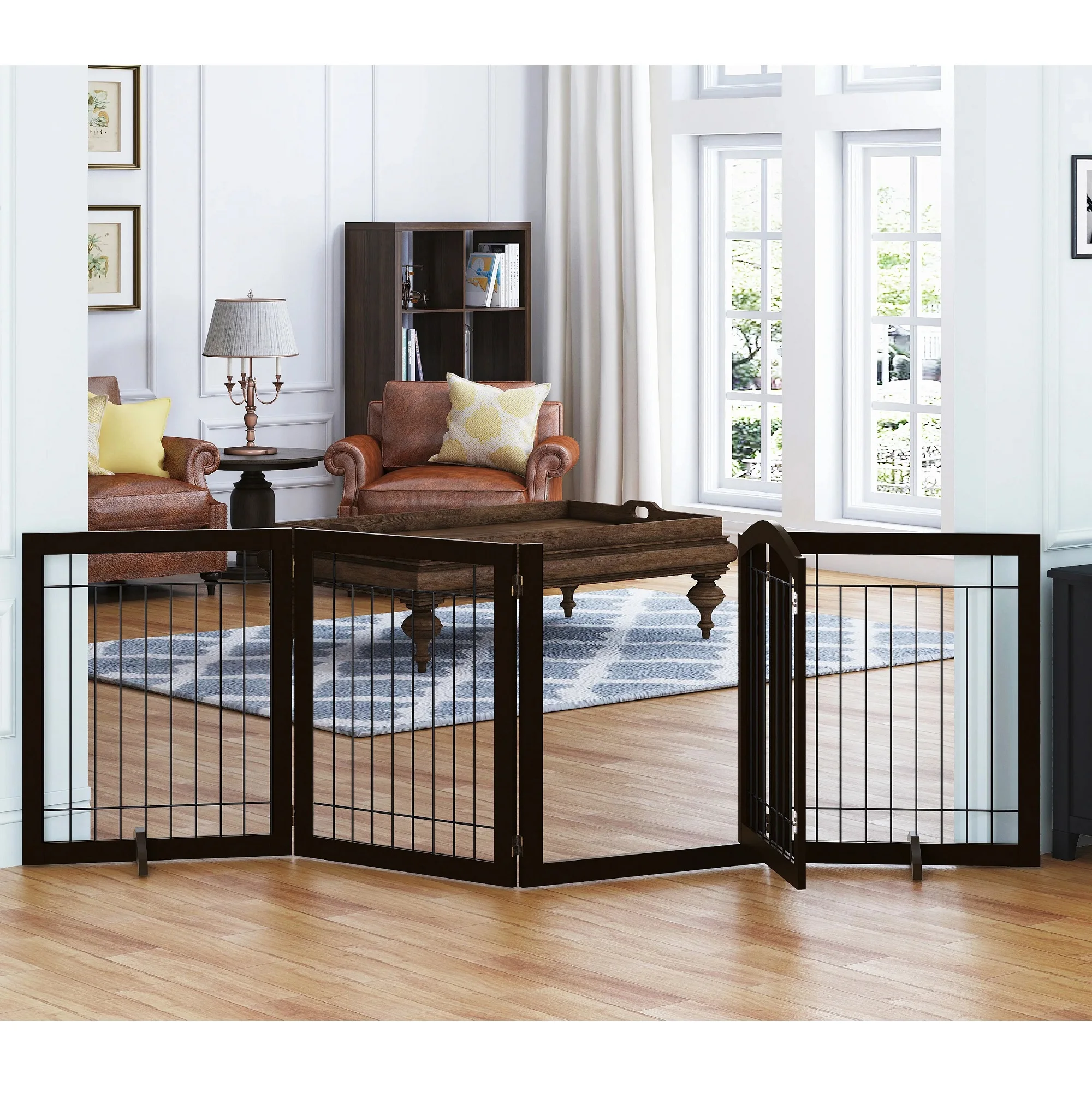 Wood Pet Fence Indoor Stainless Steel Dog Cage Dog Fence Large Outdoor With 4 Panels For Sale