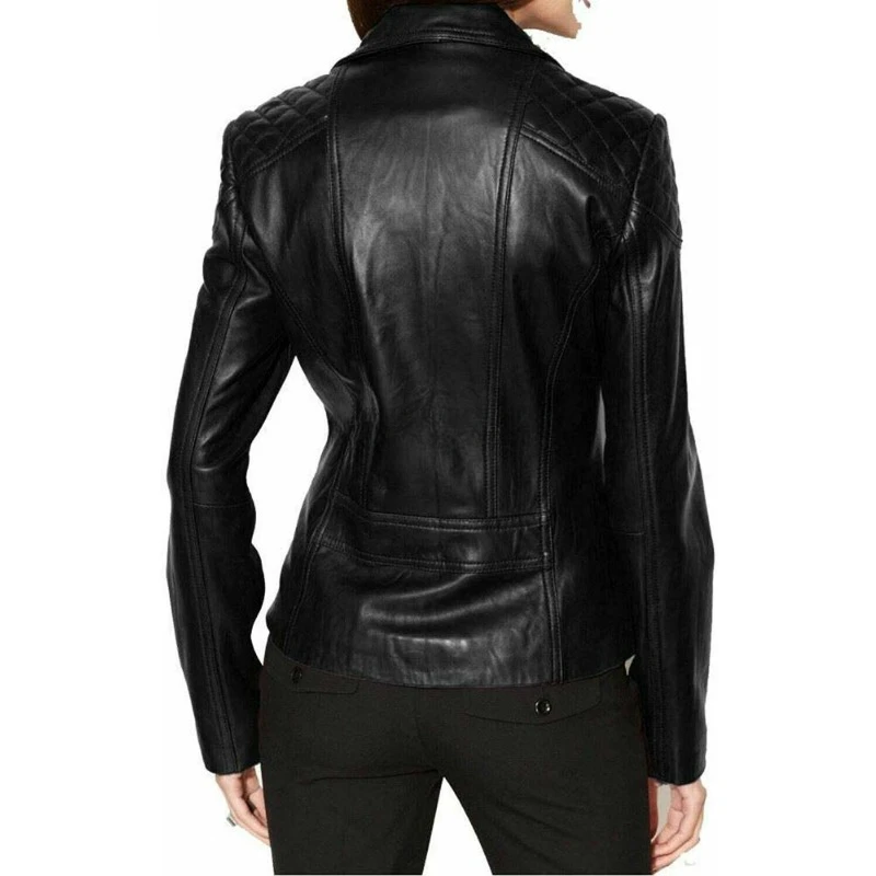 Premium Women Genuine Sheepskin Real Leather Jacket Collar Party Wear Style Coat