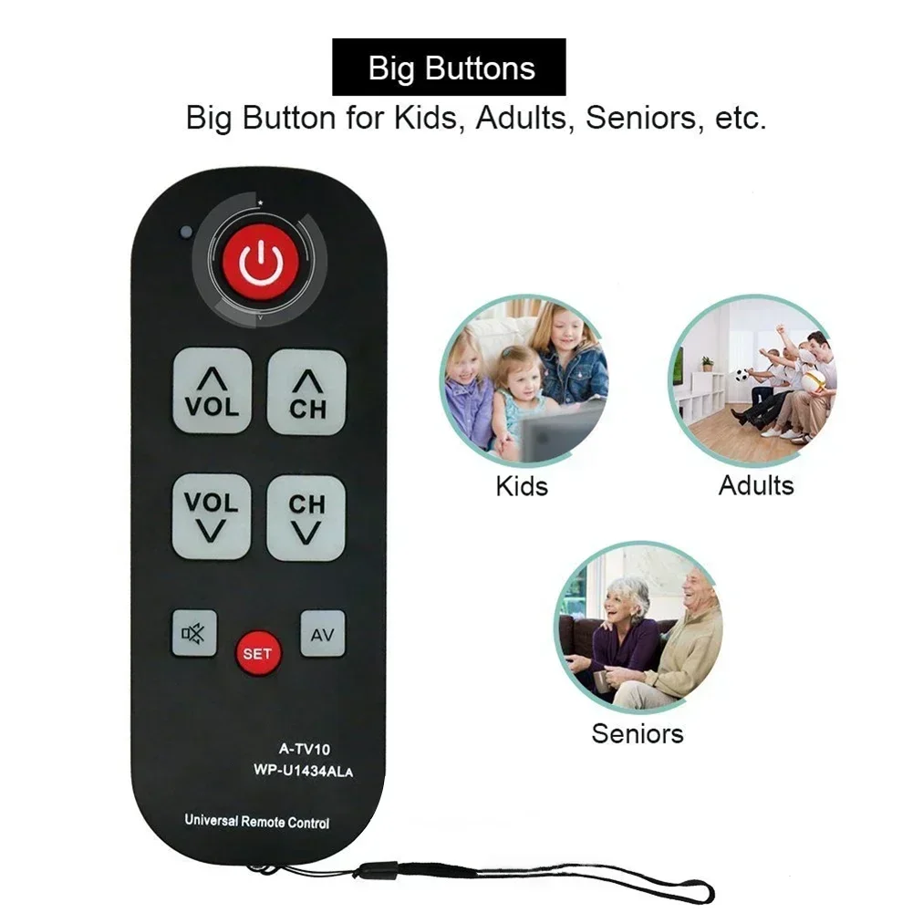 Easy Big Button TV Remote For Seniors User-Friendly Auto Search Learning Waterproof TV Remote Control TV Accessories