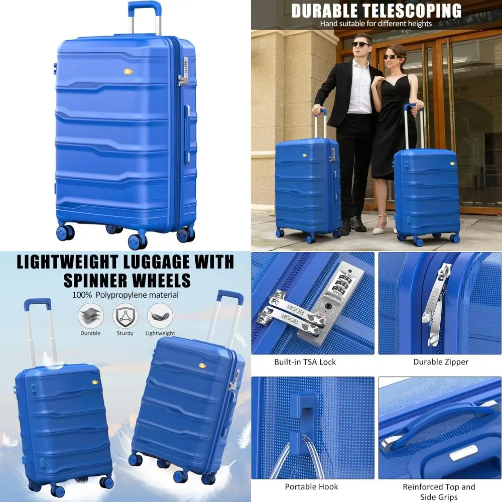 

Большой спиннерный чемодан с твердым корпусом, 28 дюймов, легкий чемодан из полипропилена с замком TSA, идеально подходит для проверенного путешествия на багаж