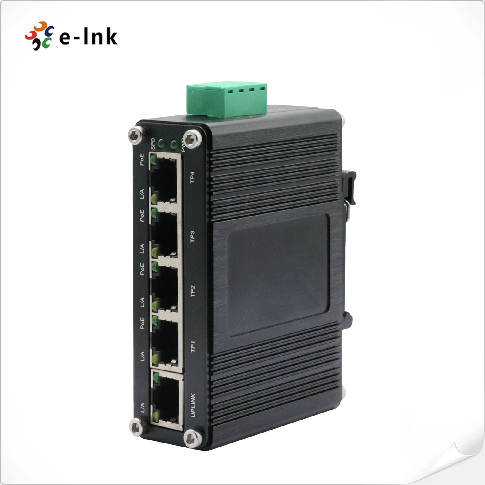 Mini 5 Port Industrial PoE Ethernet Switch 4 Ports 10/100/1000T 802.3at to 1 Port Uplink RJ45 DIN Rail Installation