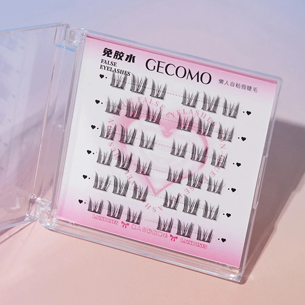 프레스온 셀프 접착 클러스터 속눈썹 자연스러운 룩 재사용 가능 분할형 속눈썹 접착제 필요 없음 블랙 개별 속눈썹