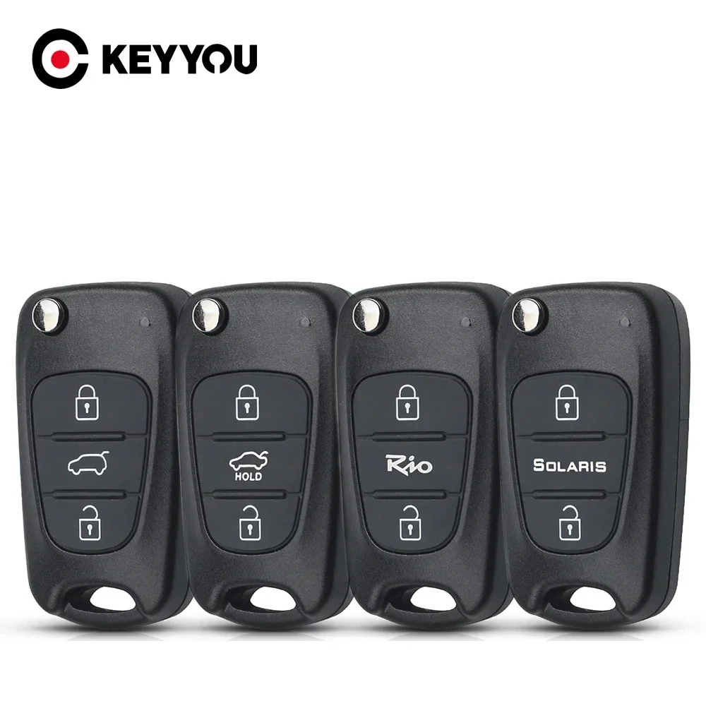 KEYYOU 10Pc For Hyundai I20 I30 IX35 I35 Accent For Kia K2 K5 Rio 3 Ceed Sorento Sportage Flip Folding Remote Car Key Shell Case