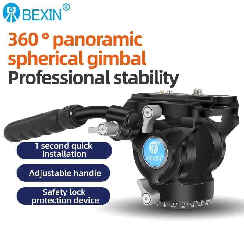 

BEXIN MVH10 Professional Fluid Head Video Tripod Head 360° Panorama Fluid Hydraulic Head Max Load 10kg for Tripod Monopod Camera