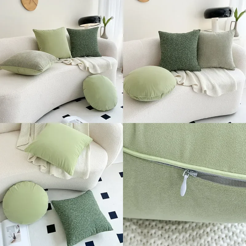 Nordic style cut fleece jacquard sofa pillow cover living room cushion solid color thickened waist pillow bedside fleece