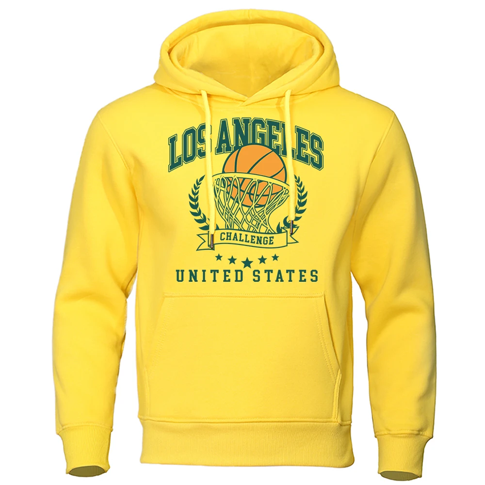 Los Angeles Challenge United States Hoodies Men Women Crewneck Fleece Pullover Warm Casual Clothes Fashion Pocket Loose Hoodie