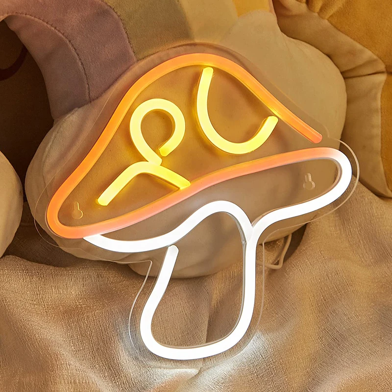 LED Neon Mushroom Cute Neon Sign for Living Room Decor lamp Holiday Gift USB Powered Neon Signs Night Light for Children Kids