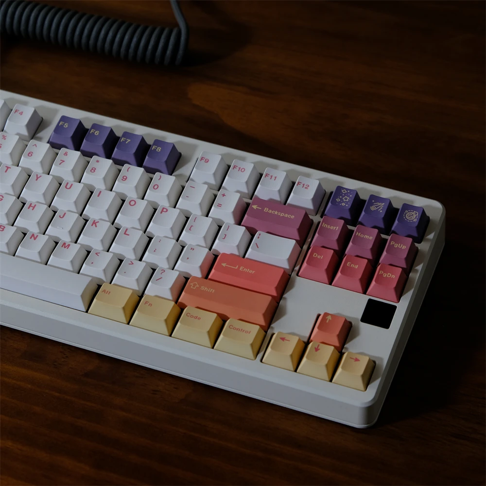 Teclas de sublimación de cinco lados, teclas PBT, perfil de cereza, interruptores Cherry MX se adapta a, Teclado mecánico, nube de humo, 129 teclas