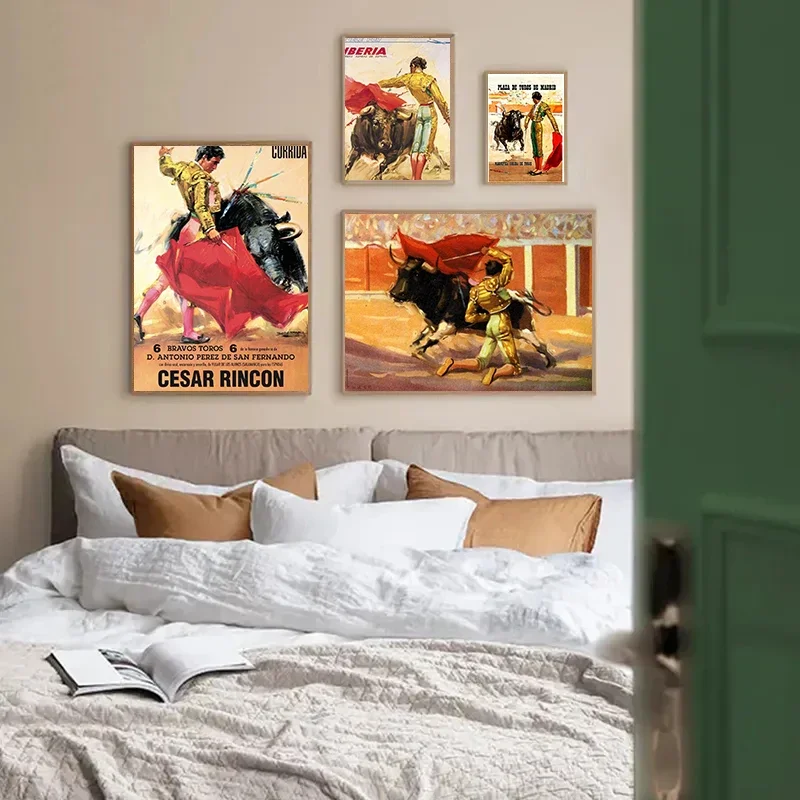 Vintage Matador Canvas Art  Spanish Bullfighting Poster for Living Room Bedroom Bar Wall Decor