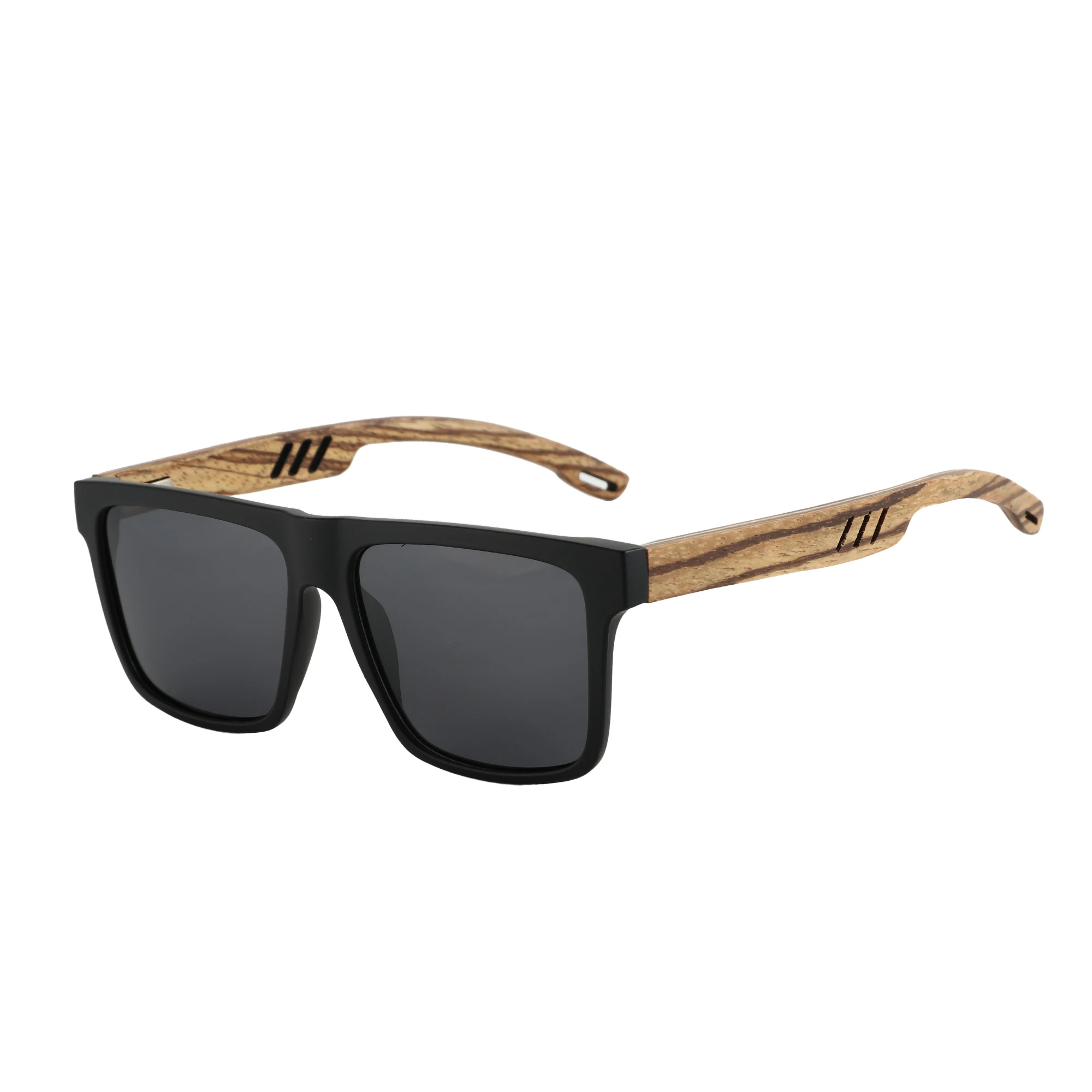 

ZENOTTIC Classic Design Polarized Sunglasses Unisex Handmade Acetate Black Sun Glasses Male Trend Square Shades Walnut Wood Leg