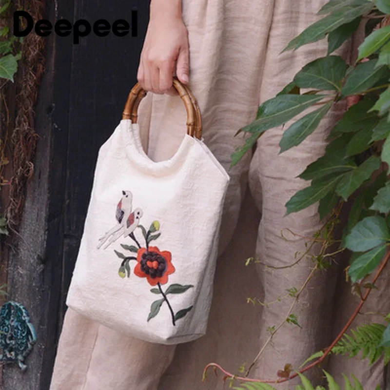 2/4/10 pçs deepeel 7-18cm saco de bambu natural alças bolsa tecido-saco diy artesanal alça redonda sacos de costura de madeira acessórios