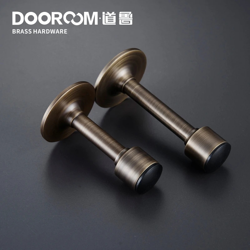 All copper door block, door top lengthened, non-perforated toilet, bathroom, metal door, windproof and anti-collision