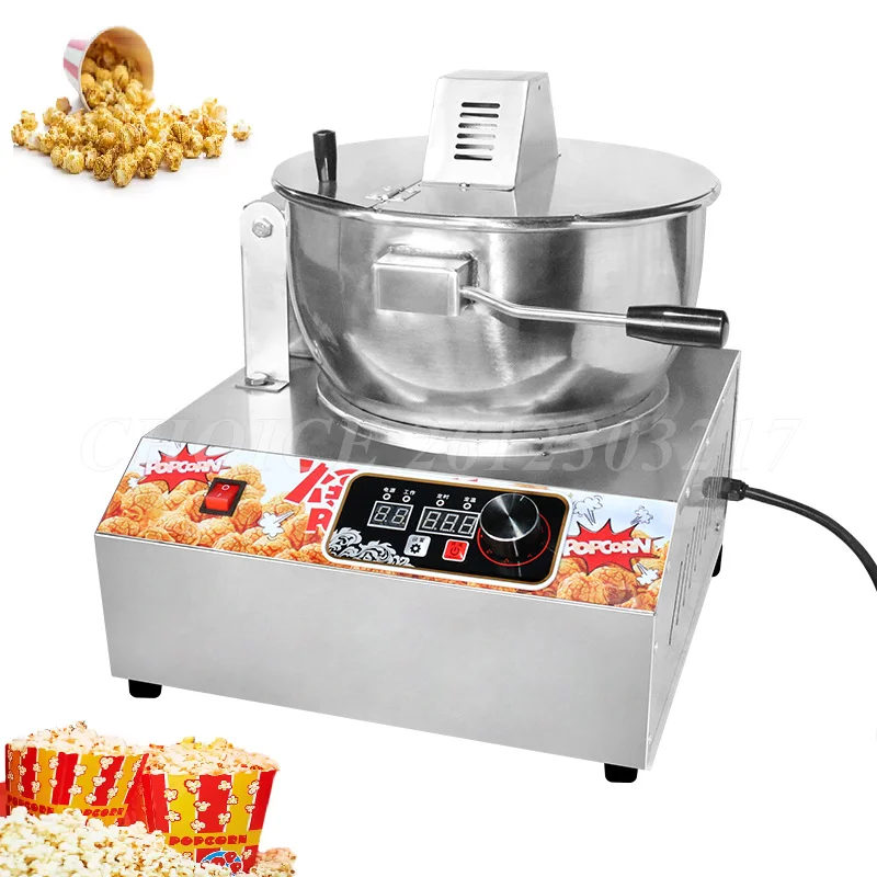 Stainless Steel Electric Single Pot Popcorn Machine Home Commercial 16 Oz Large Pot Caramel Flavor Gas Corn Kernel Snack Machine