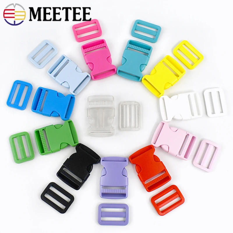 Meetee 2/5Sets 32/38mm Plastic Backpack Buckle Release Clasp Slider Tri-Glide Ring Buckles Strap Hook Accessories for Handbags