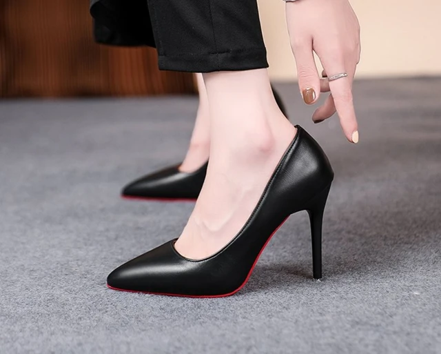 Sexy Red Bottom Women High Heels Classic Ladies Pumps Autumn Leather Dress Heel Shoes for Women Banquet Wedding High Heels 5