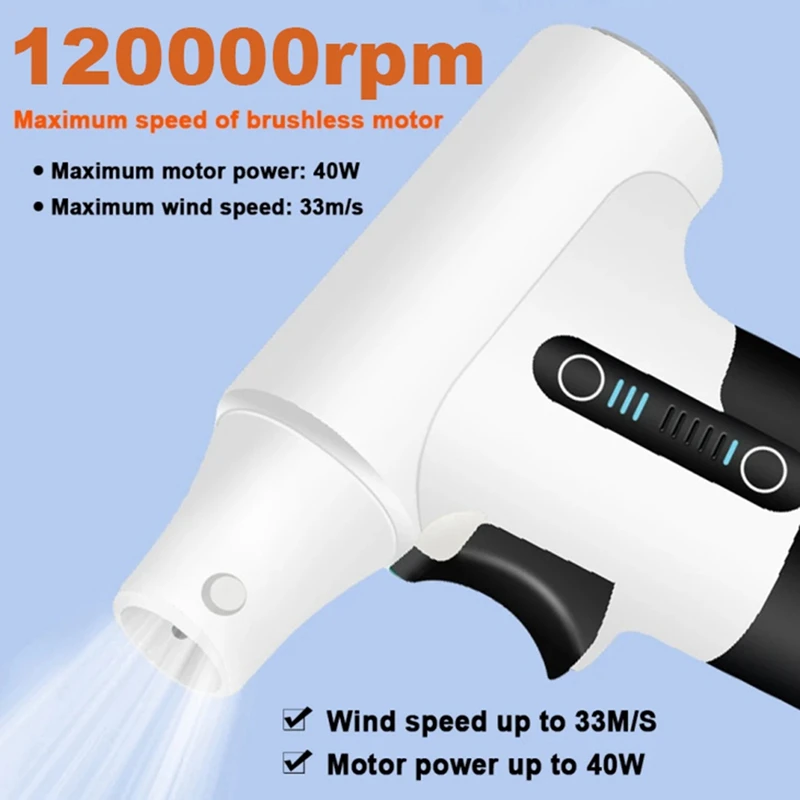 Brushless Motor Jet Fan, alta potência Poeira Blower, Ar Comprimido Duster, Teclado Ferramenta de Limpeza, 120.000 RPM